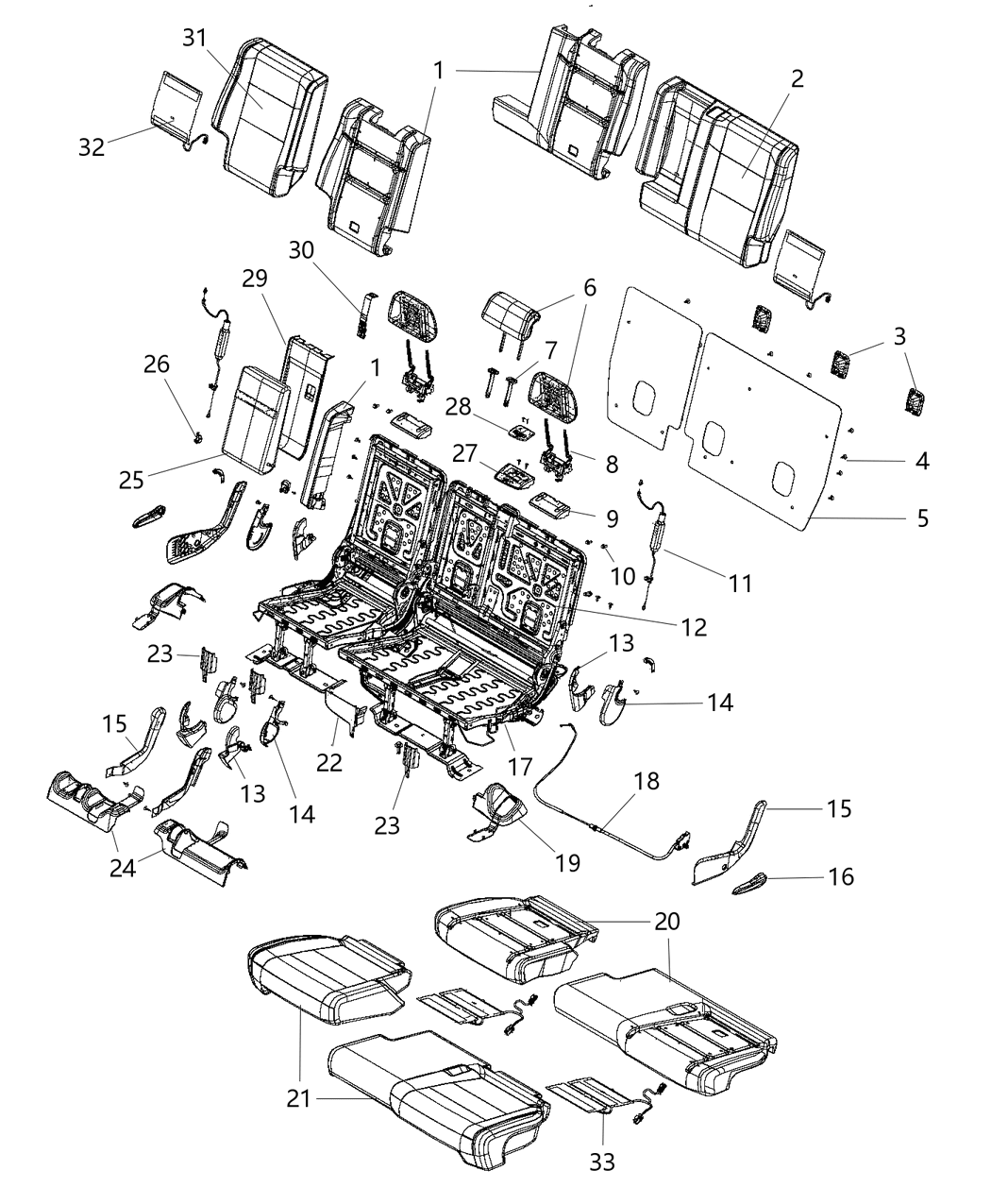 Mopar 1UP68HL1AA HEADREST-Second Row