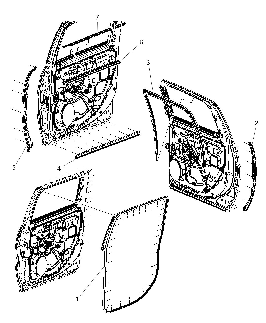 Mopar 55112378AE WEATHERSTRIP-Rear Door Belt Outer