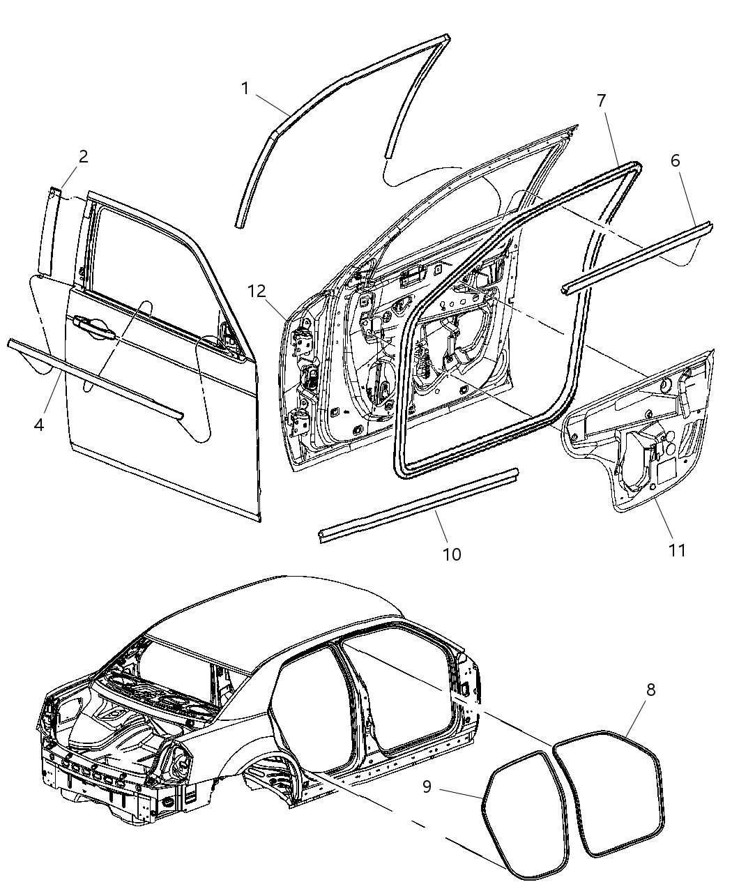 Mopar 5065991AC WEATHERSTRIP-Front Door Mounted