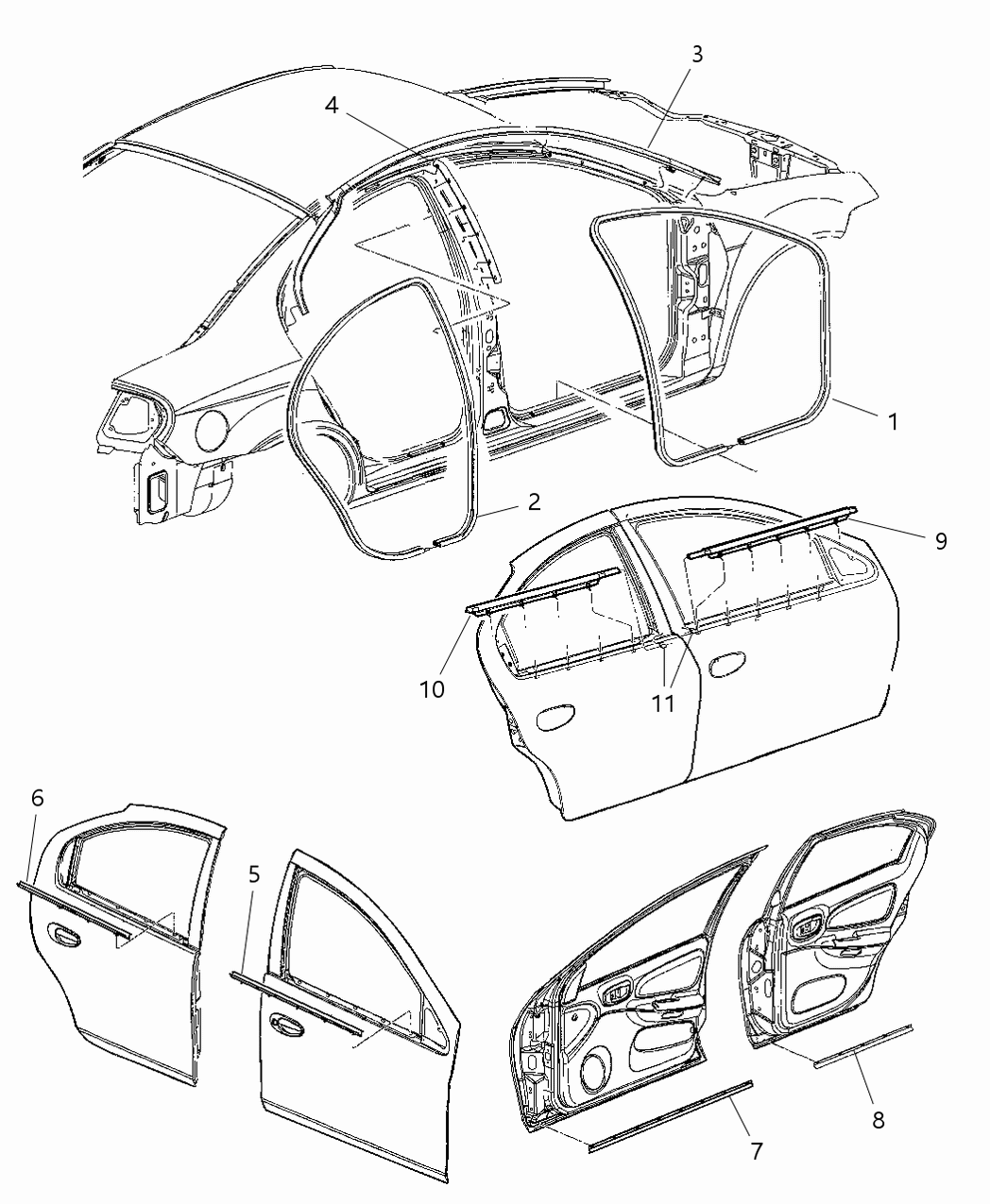 Mopar 4783674AB WEATHERSTRIP-Front Door Belt