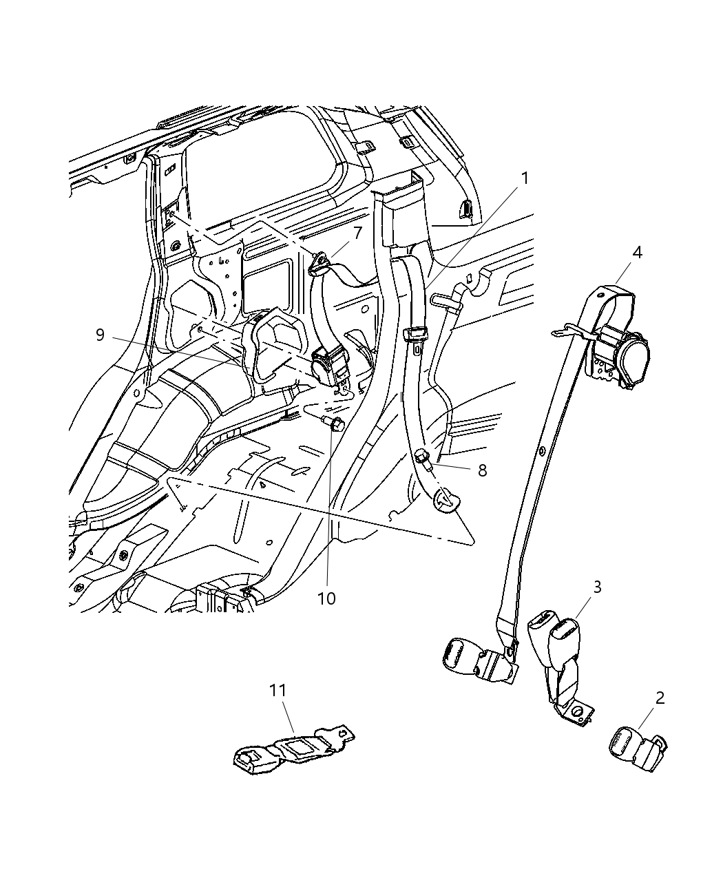 Mopar 5JB58BD1AE Rear Outer Seat Belt