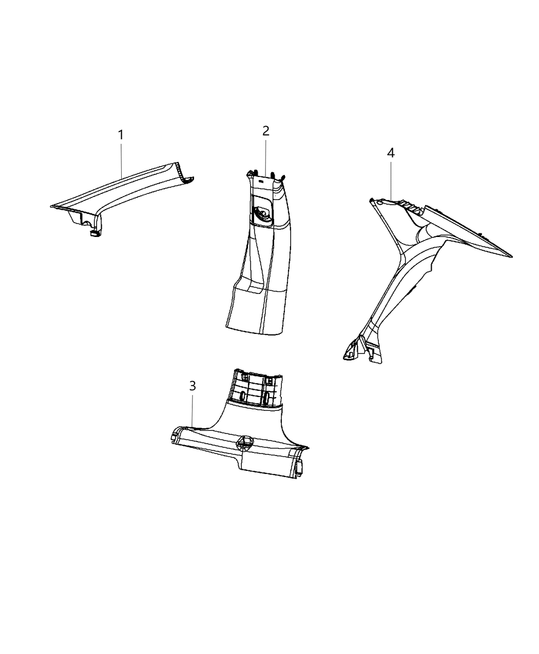 Mopar 5NP11DX9AB Molding-B Pillar Lower Trim