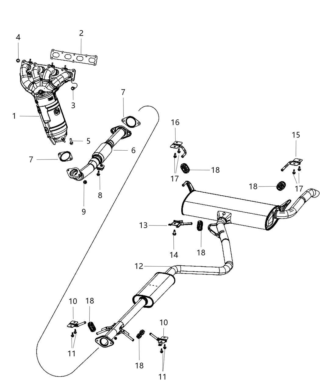 Mopar 68188958AB Exhaust Muffler And Tailpipe