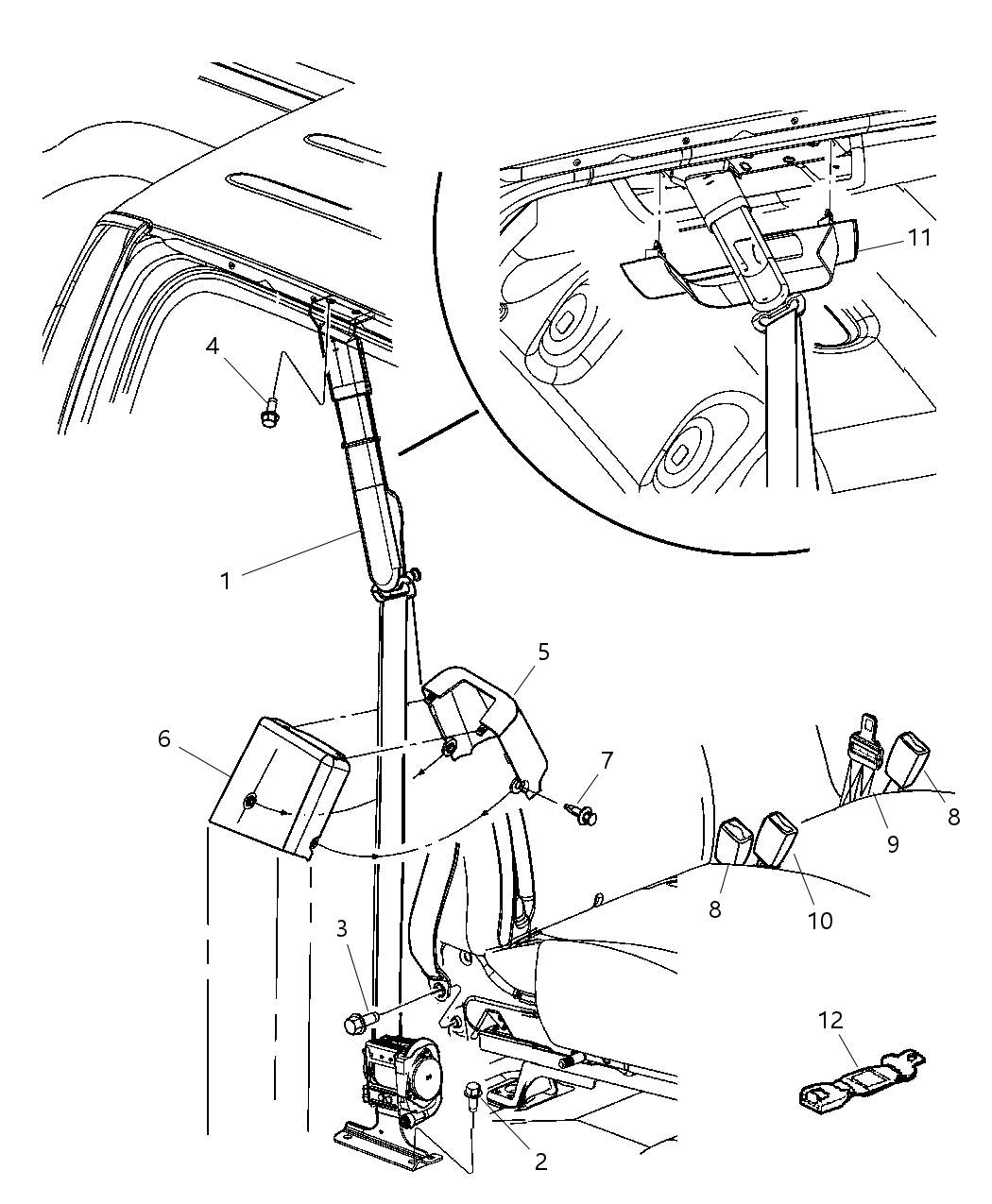 Mopar 5JJ801J3AA Front Outer Seat Belt