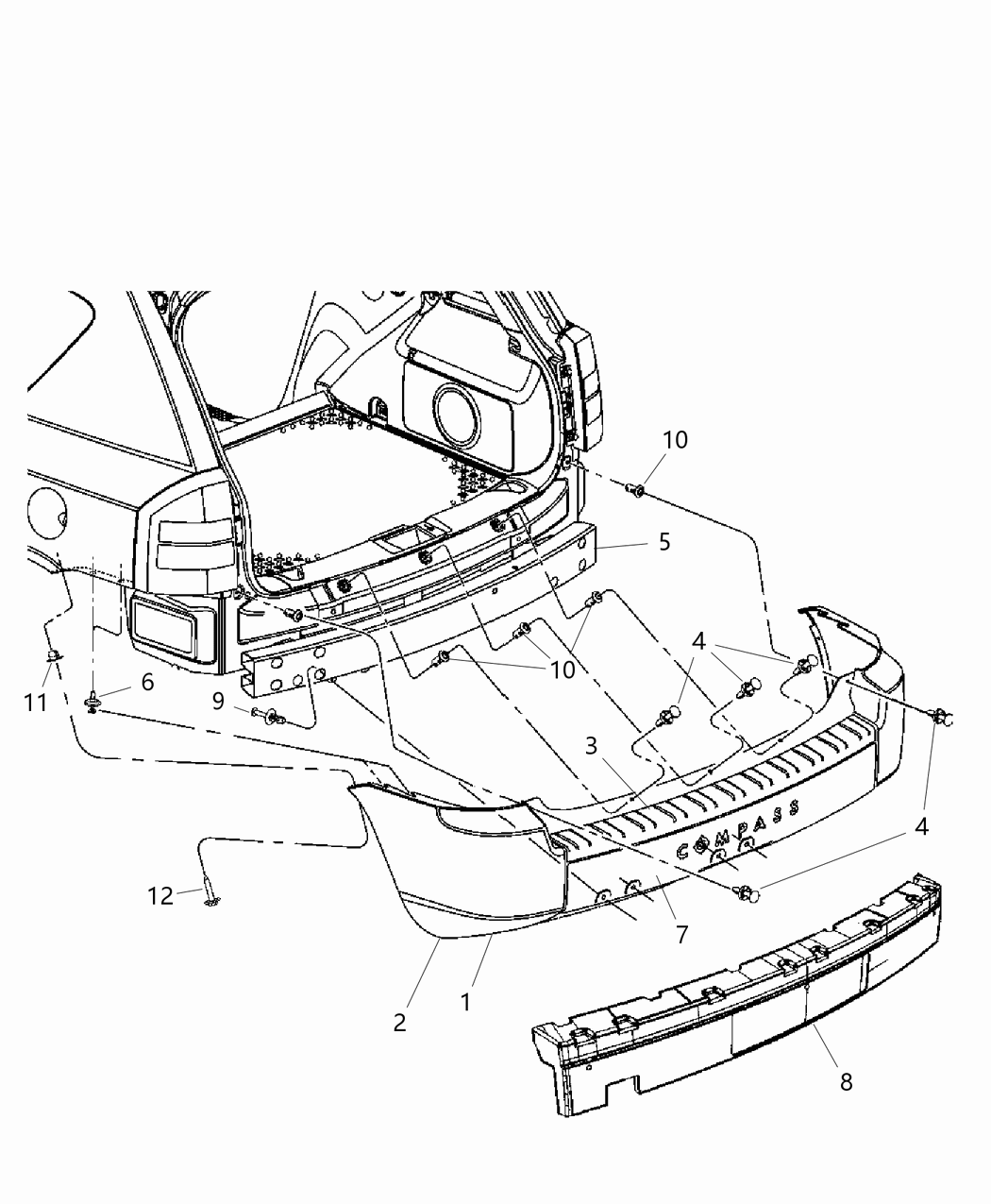 Mopar 68051221AA FASCIA-Rear