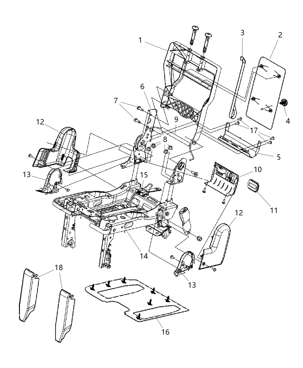 Mopar 68102122AA Frame-Rear Seat Back