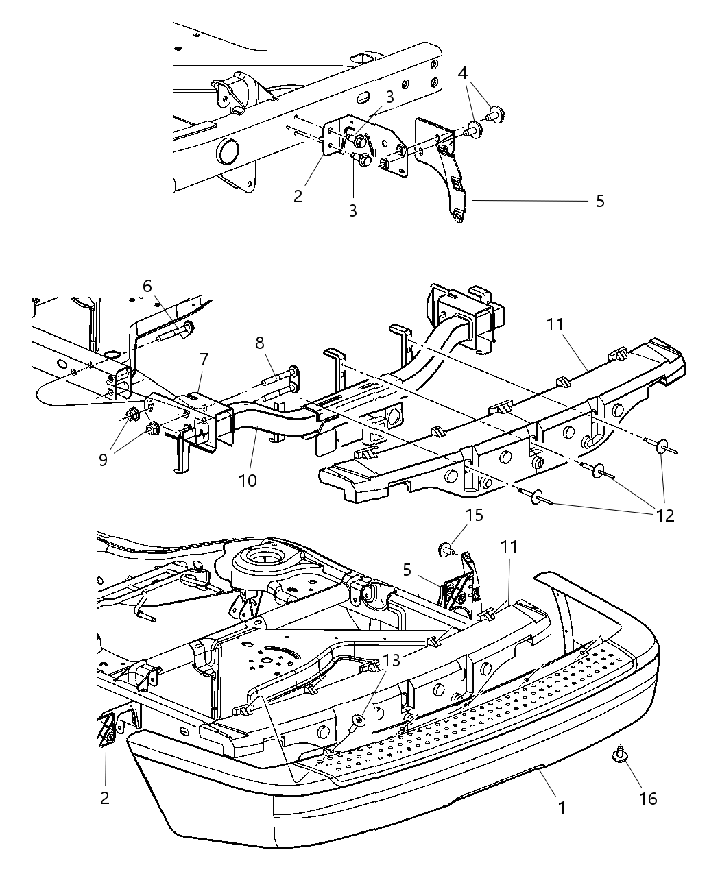 Mopar 55077447AC Beam-Rear Bumper