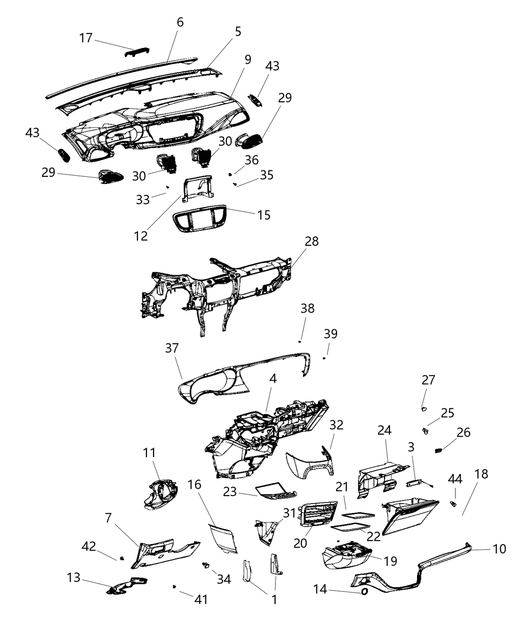 Mopar 5RL241A5AD Bezel-Instrument Cluster