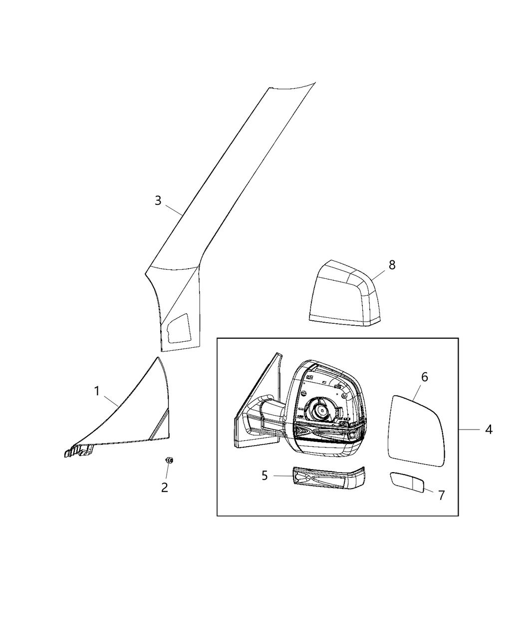 Mopar 5YZ70LXHAA Outside Rear View Mirror