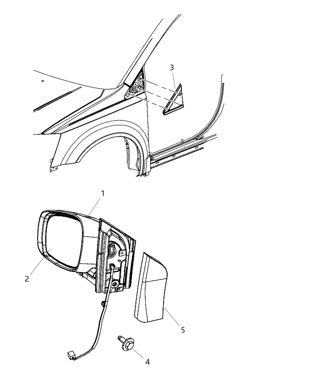 Mopar 1AB721SCAL Right Side Mirror