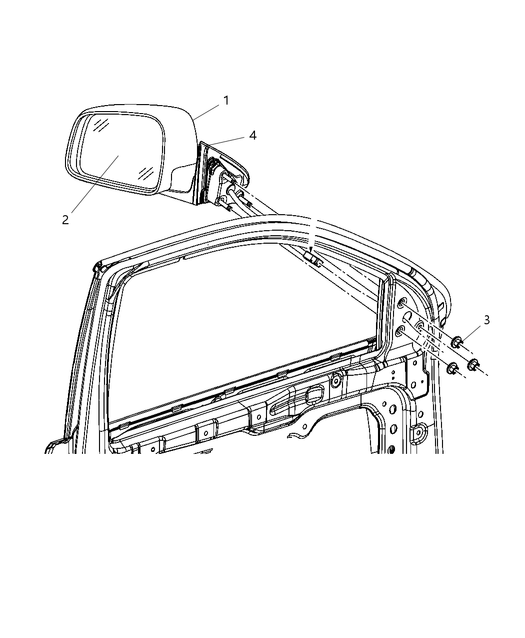 Mopar 55000946AD Mirror W/ Turn Signal Light Right Side