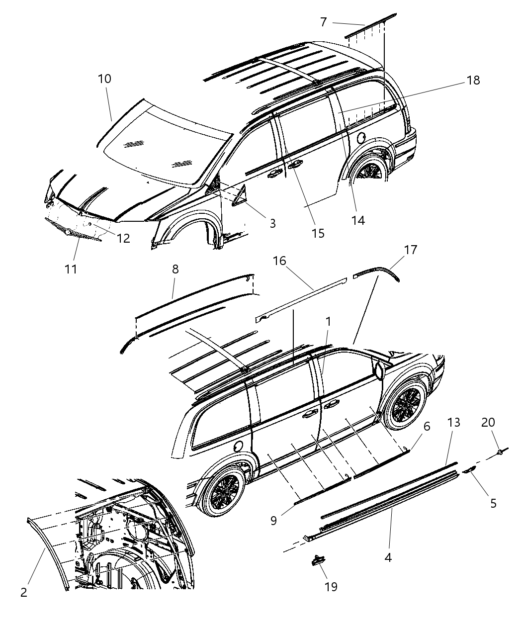 Mopar ZW44RXFAB Molding-Roof