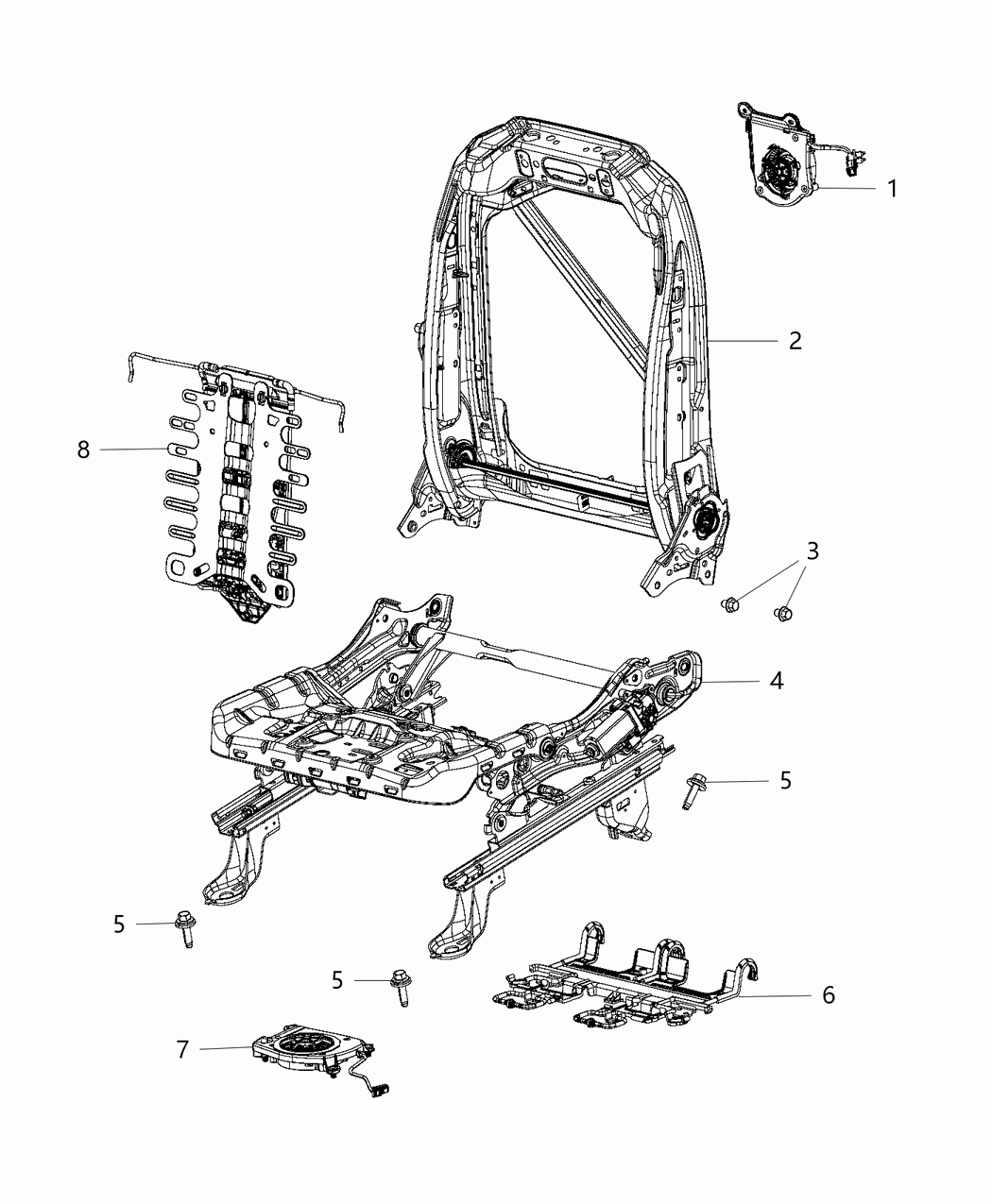 Mopar 68404584AA Frame-Front Seat Back