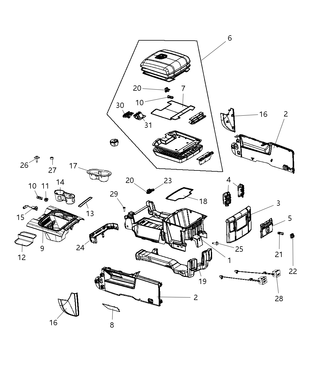 Mopar 5NA012X9AA Cap-Console