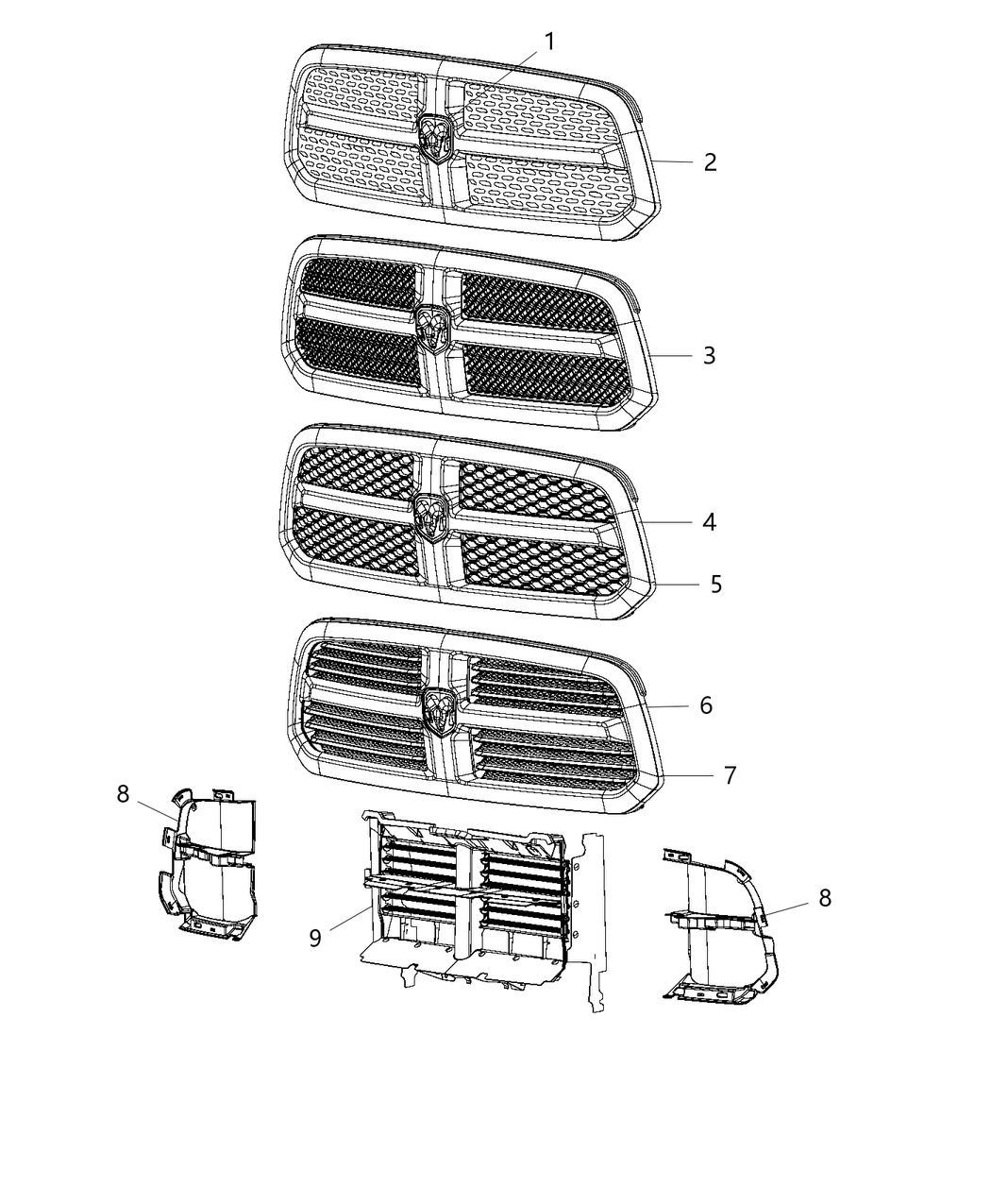 Mopar 68192368AA Grille-Active Shutter