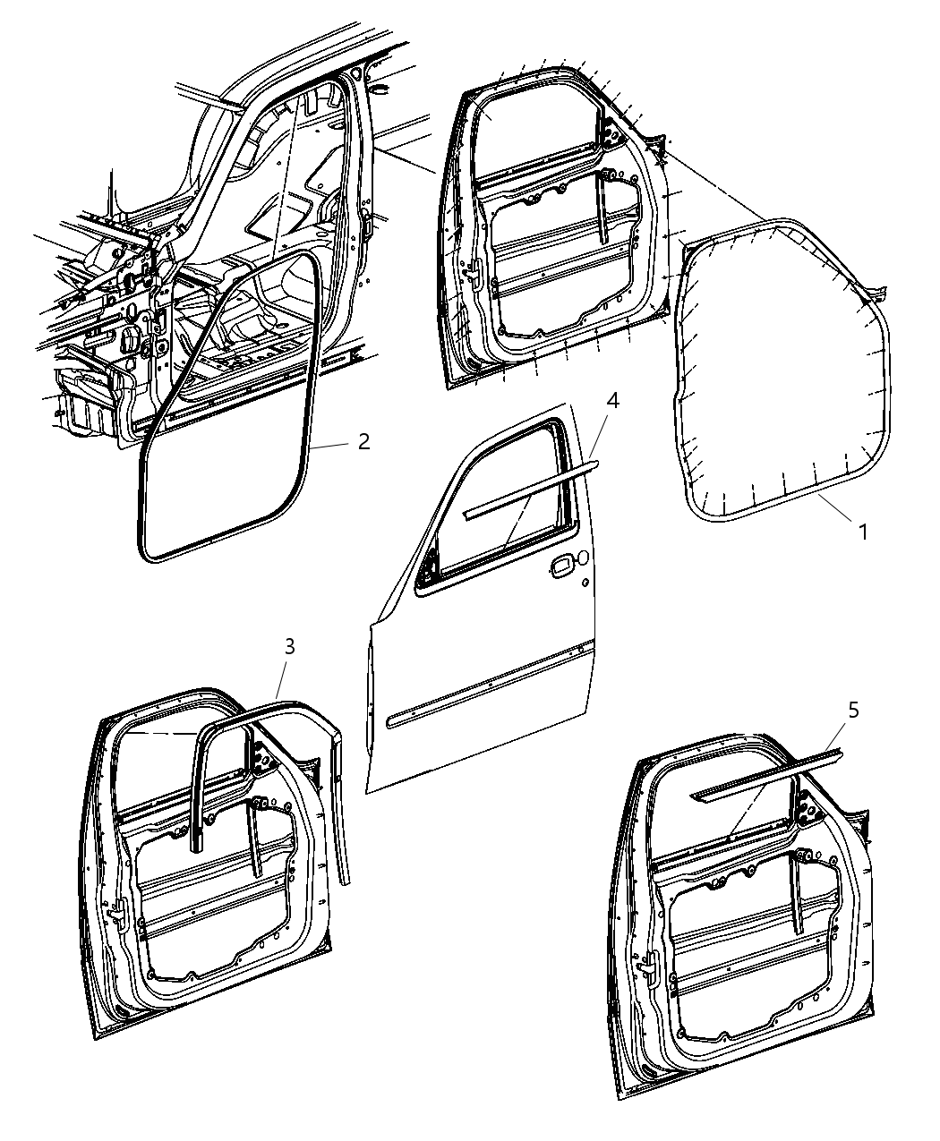 Mopar 5112252AA WEATHERSTRIP-Front Door Belt Inner