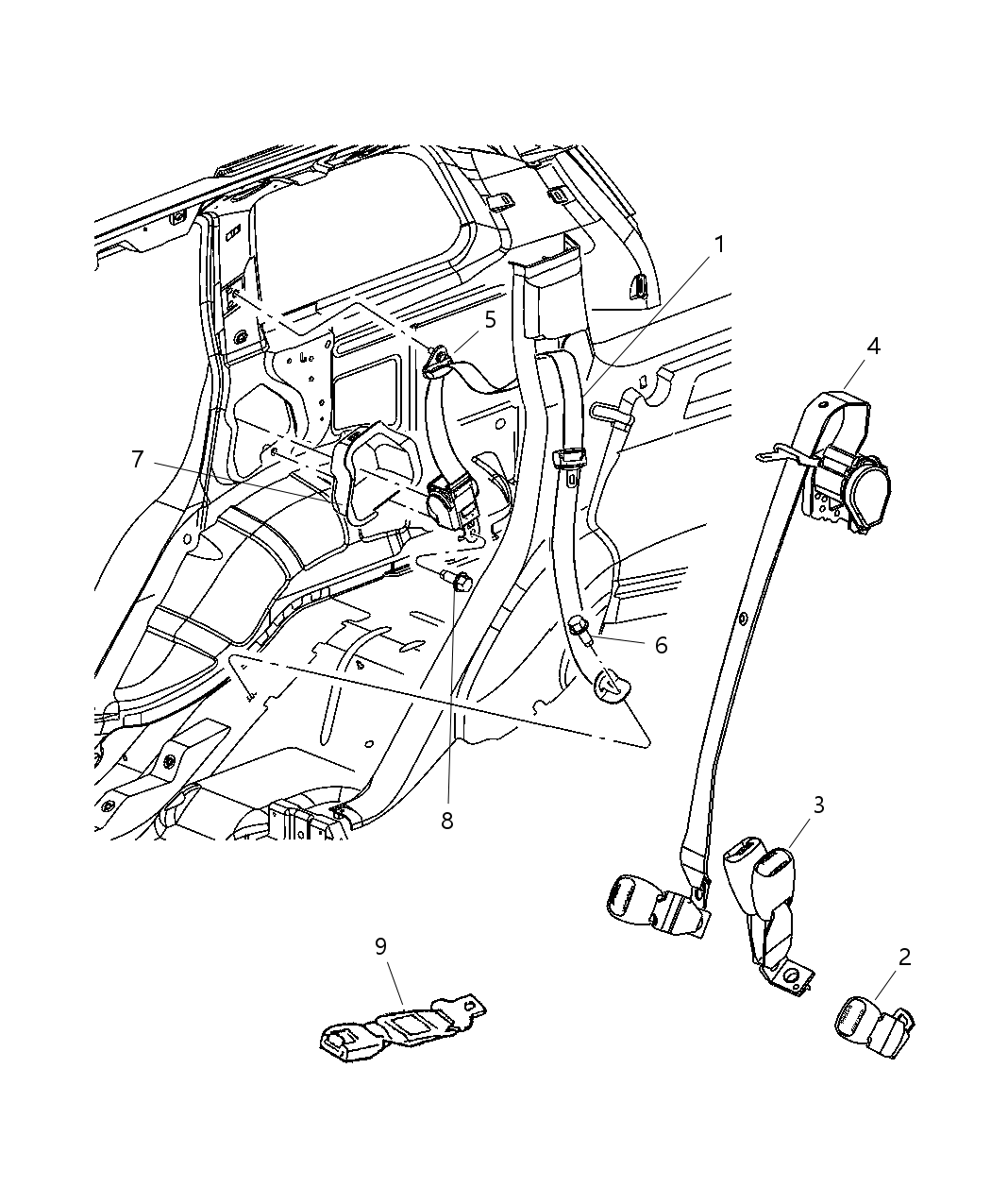 Mopar 5JB59BD5AF Rear Outer Seat Belt