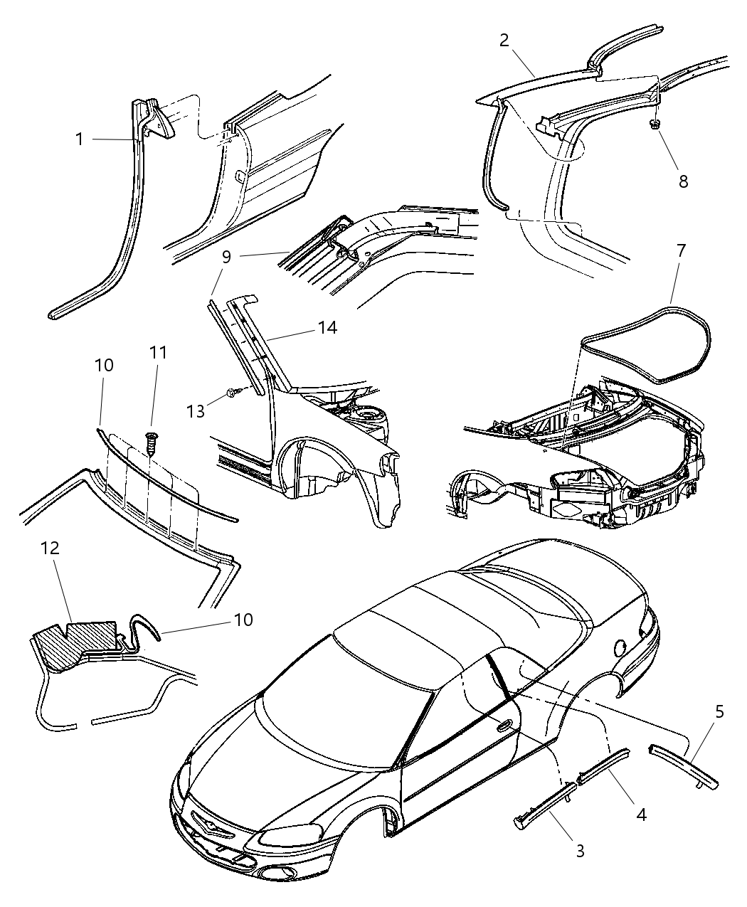 Mopar 4658536AB RETAINER-Folding Top Side Rail