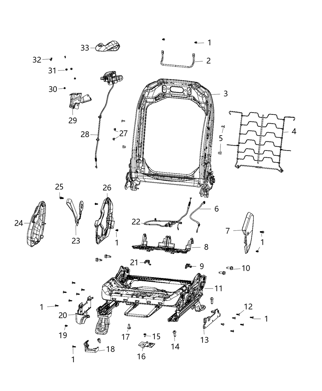 Mopar 68276611AH Frame-Front Seat Back