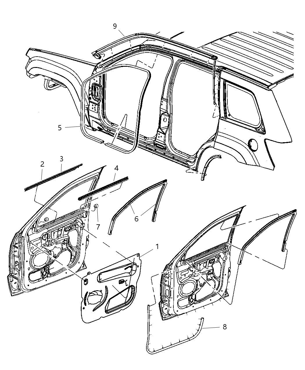 Mopar 55394031AC WEATHERSTRIP-Front Door