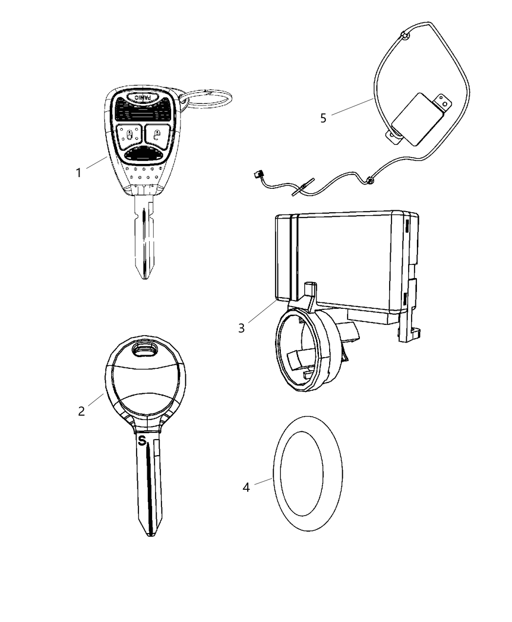 Mopar 68001702AD Key-Blank With Transmitter