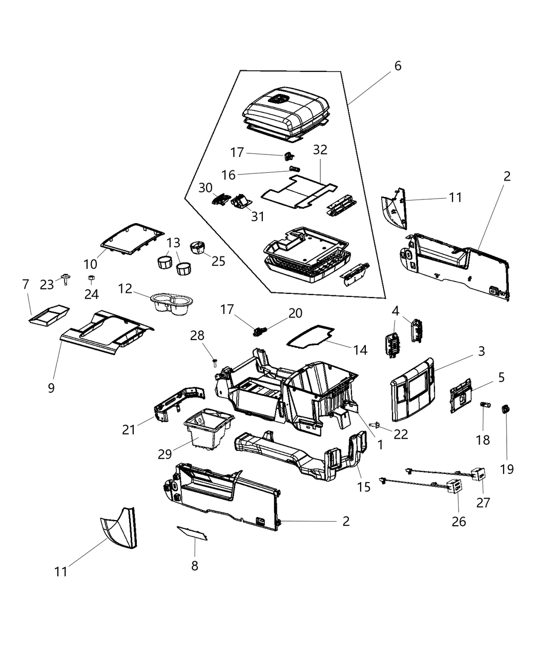 Mopar 1QV131A8AA Mat-Floor Console