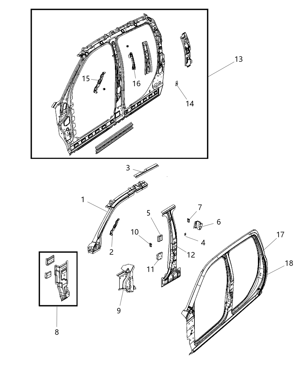 Mopar 68066892AB Panel-Body Side Aperture Inner Co