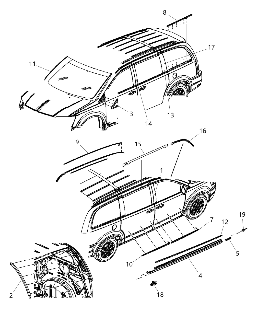 Mopar 5113661AA Molding-Roof