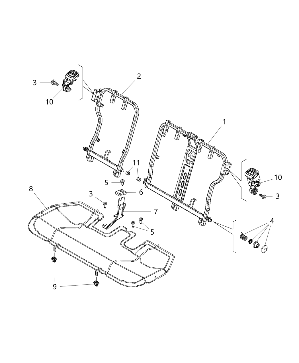 Mopar 68526387AA Frame-Rear Seat Back