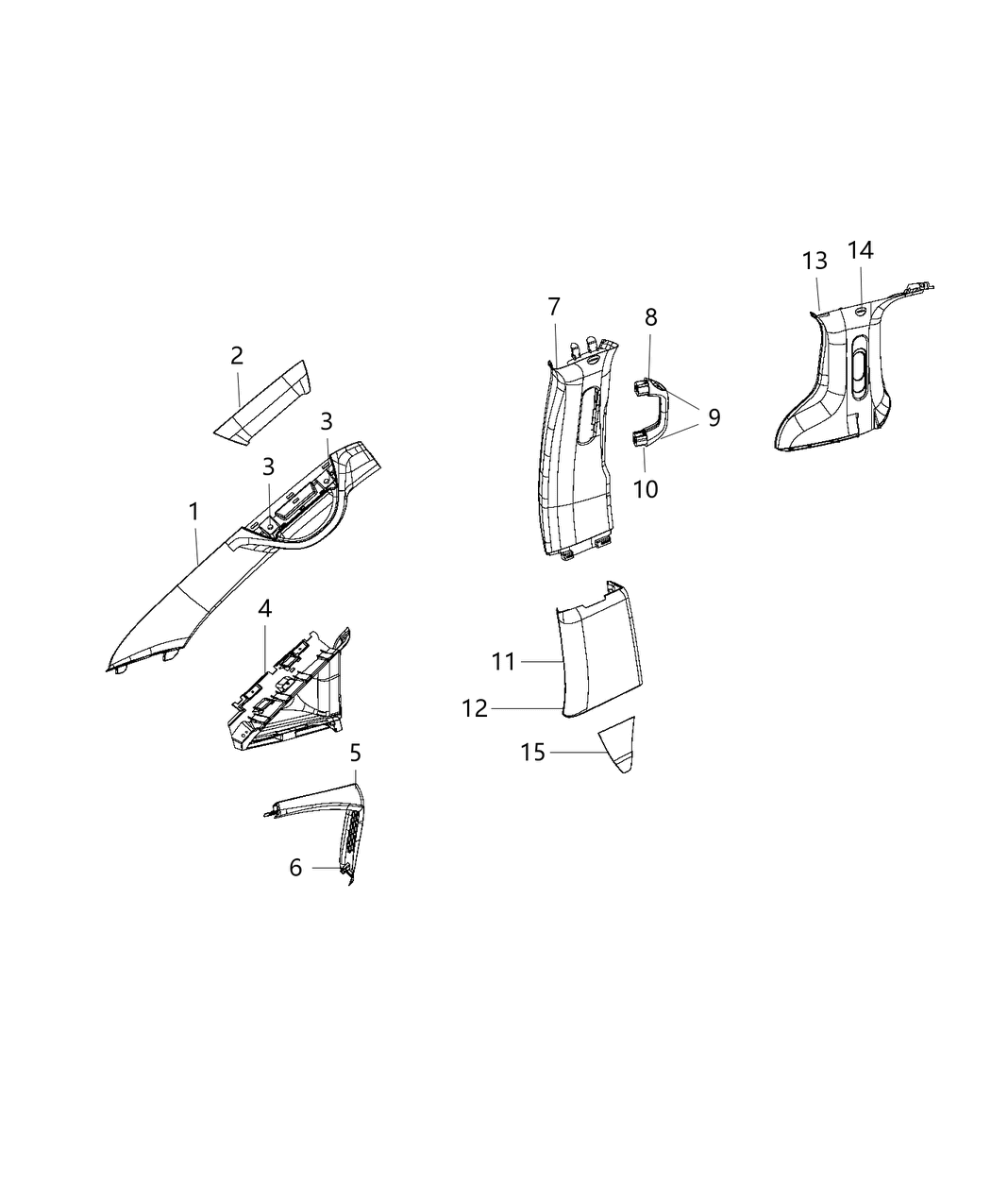 Mopar 6EK22DX9AI Molding-B Pillar Upper