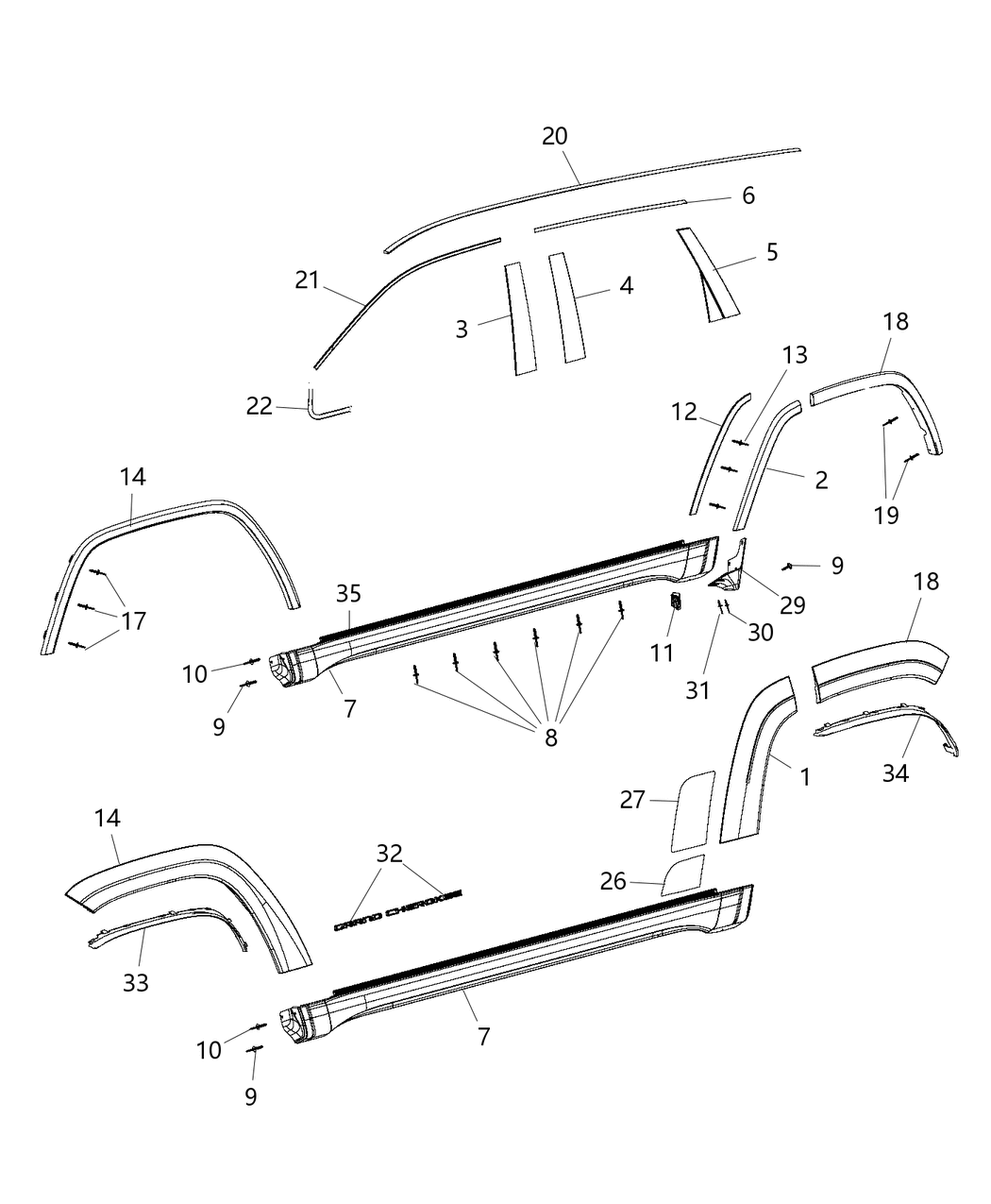 Mopar 1WC99TZZAD Molding-Wheel Flare