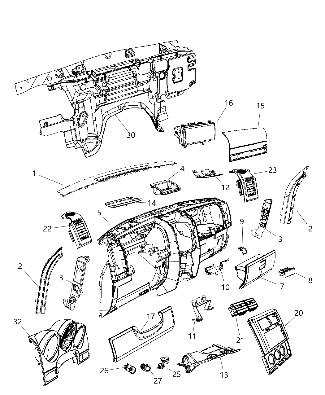 Mopar 5KH06XDVAC Cover-Instrument Panel