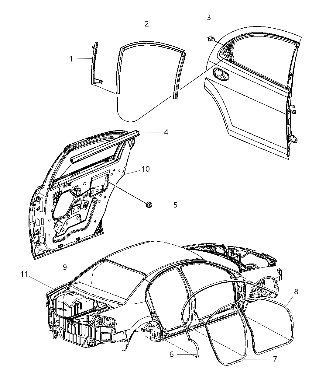 Mopar 4814637AF WEATHERSTRIP-Rear Door Belt