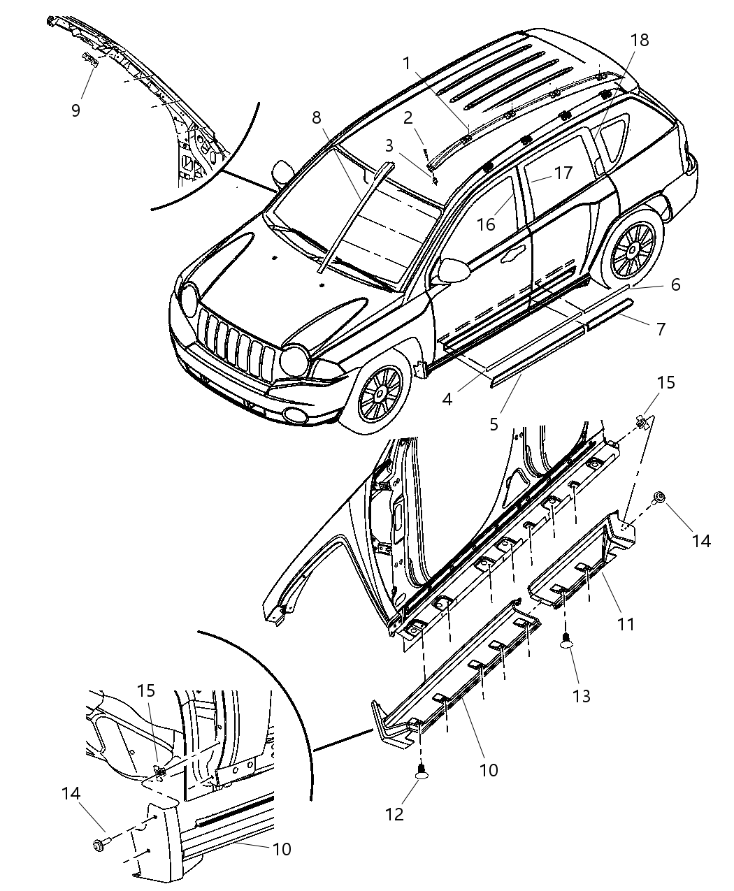 Mopar YS48RXFAA Molding-A-Pillar