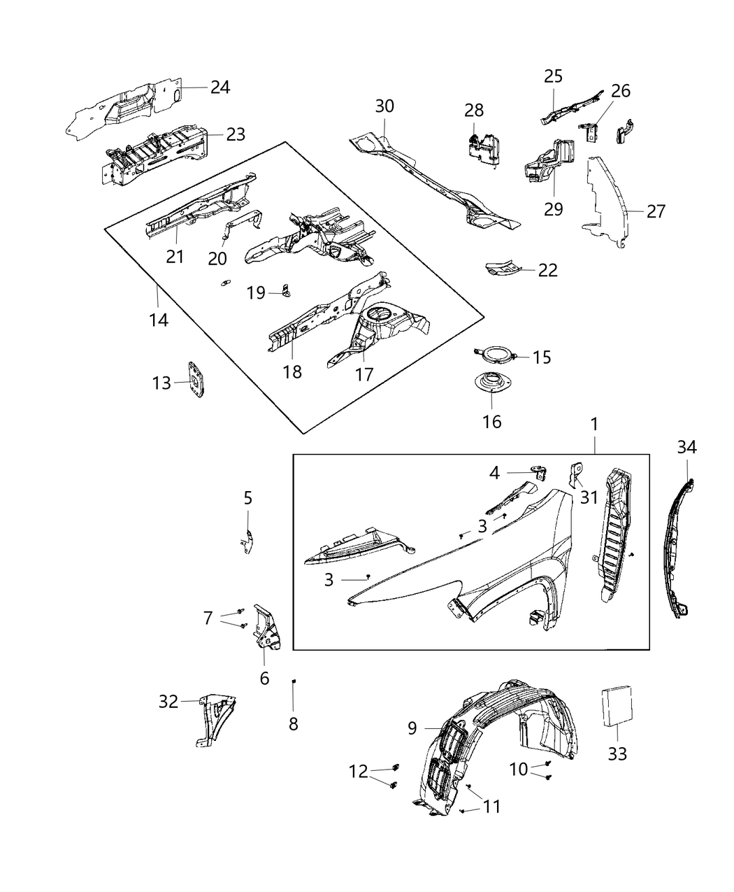 Mopar 68103308AD Fender-Front