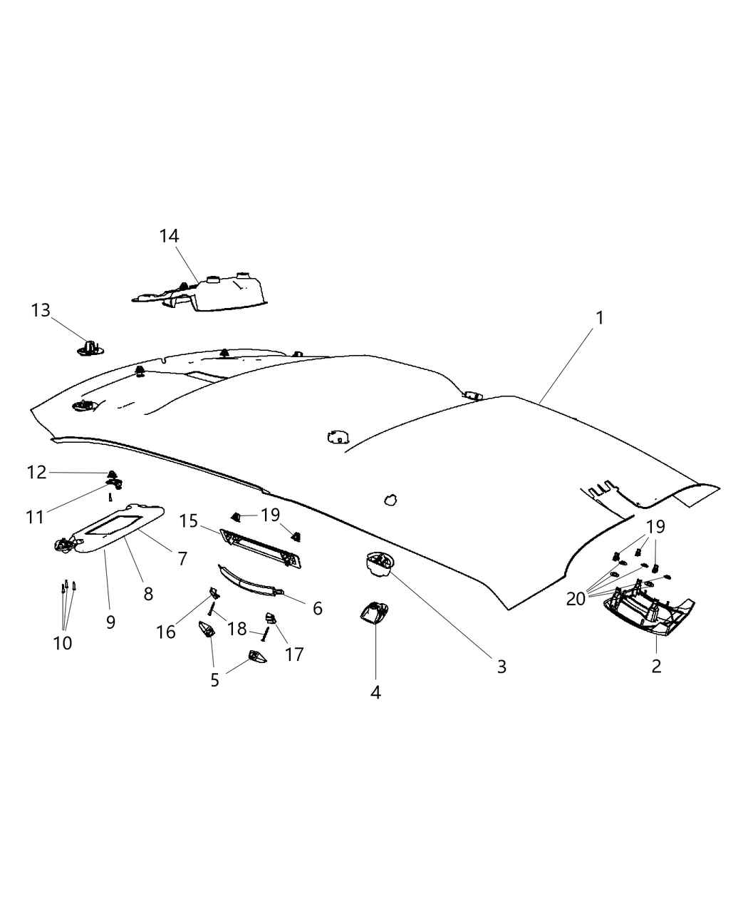 Mopar 1MA00XDVAB Visor-Illuminated