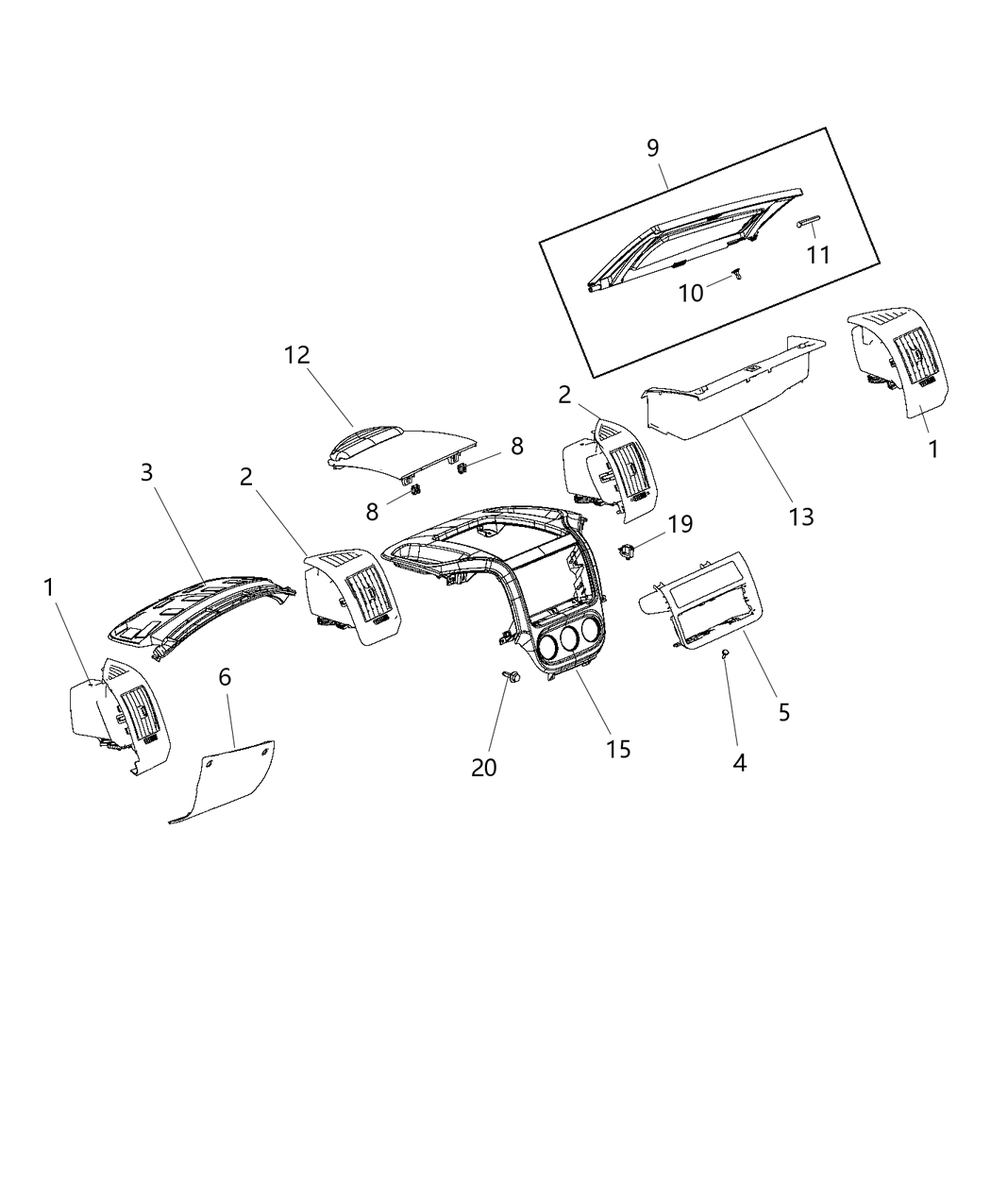 Mopar 1YB13JXWAC Bezel-Instrument Panel