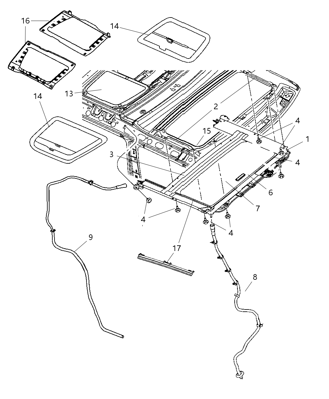 Mopar 5174215AA TROUGH-SUNROOF Drain