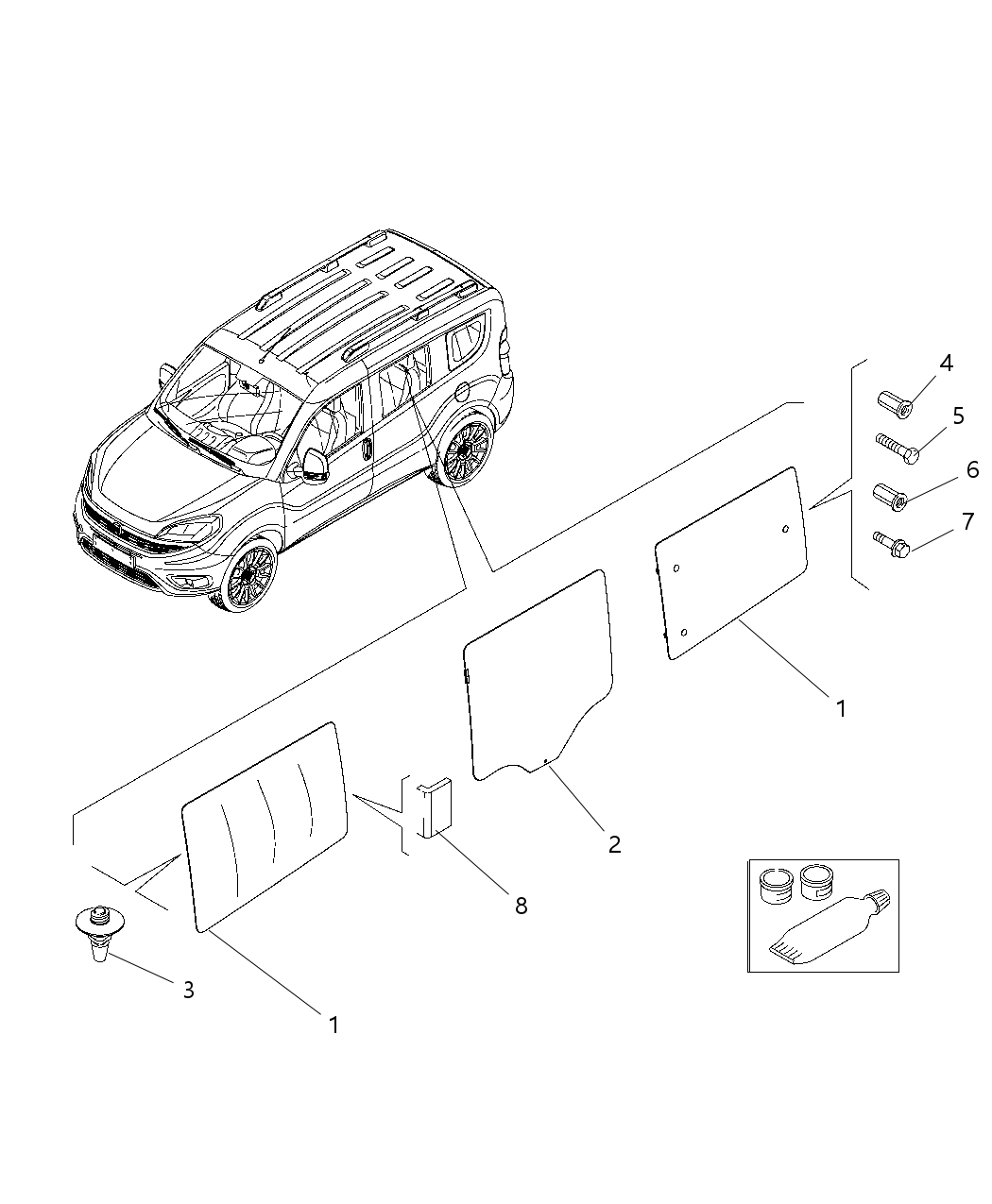 Mopar 68261908AA Glass-Rear Door