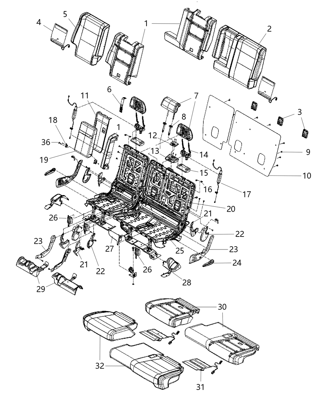 Mopar 6RT07DX9AC Cover-Rear Seat Back