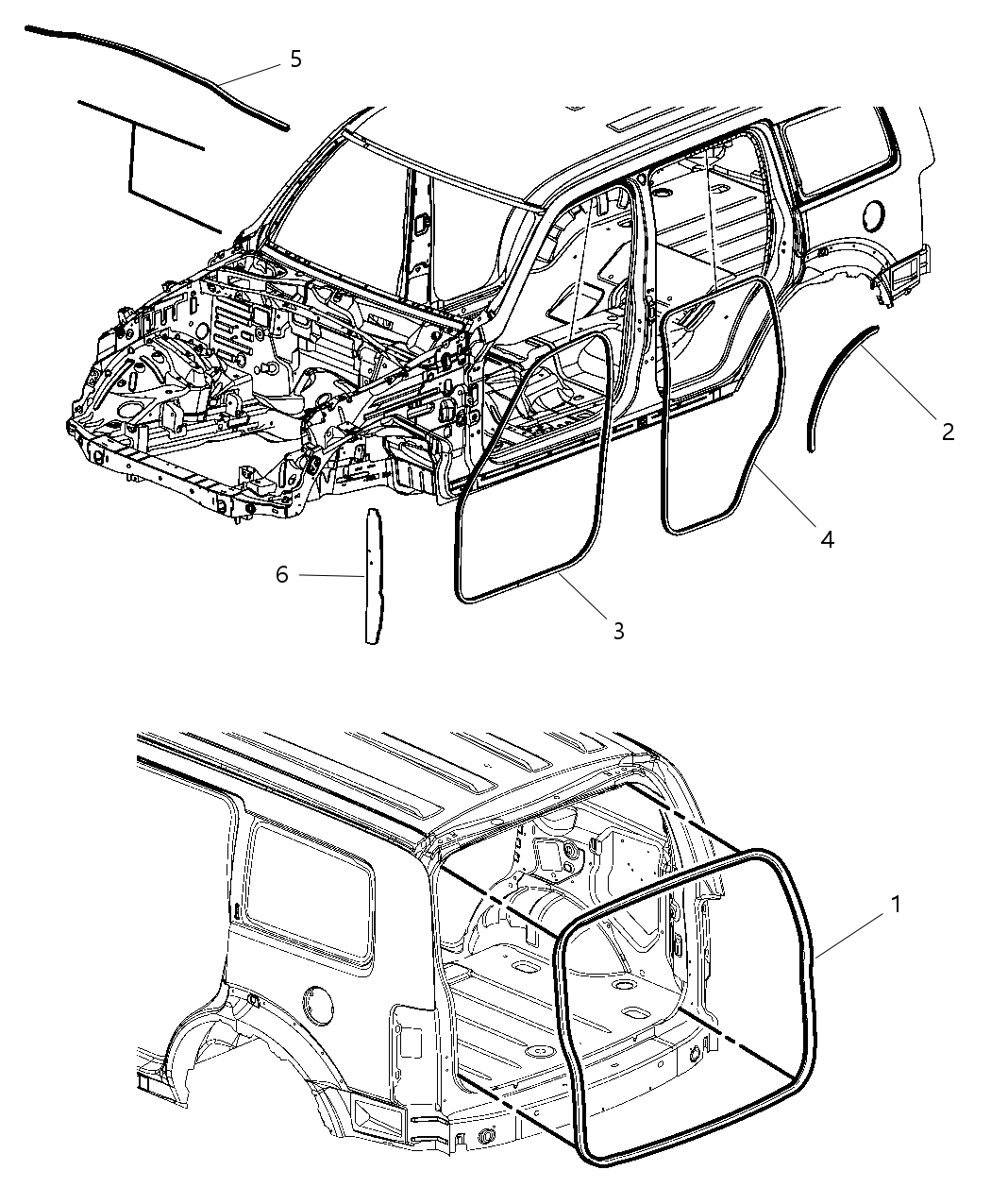 Mopar 5112244AB WEATHERSTRIP-Rear Door Body Mounted