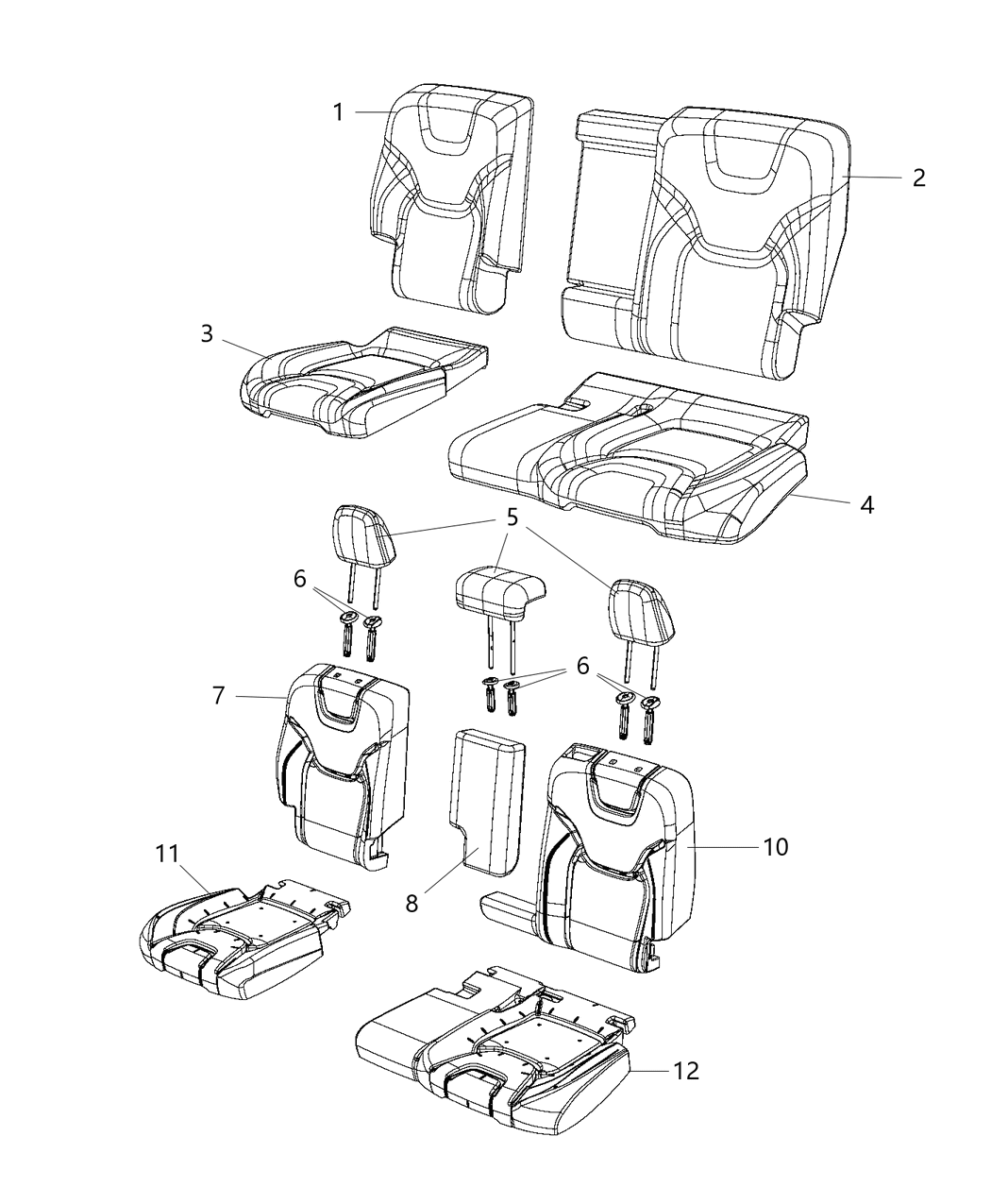 Mopar 5RA82HL1AE Rear Seat Back Cover Right