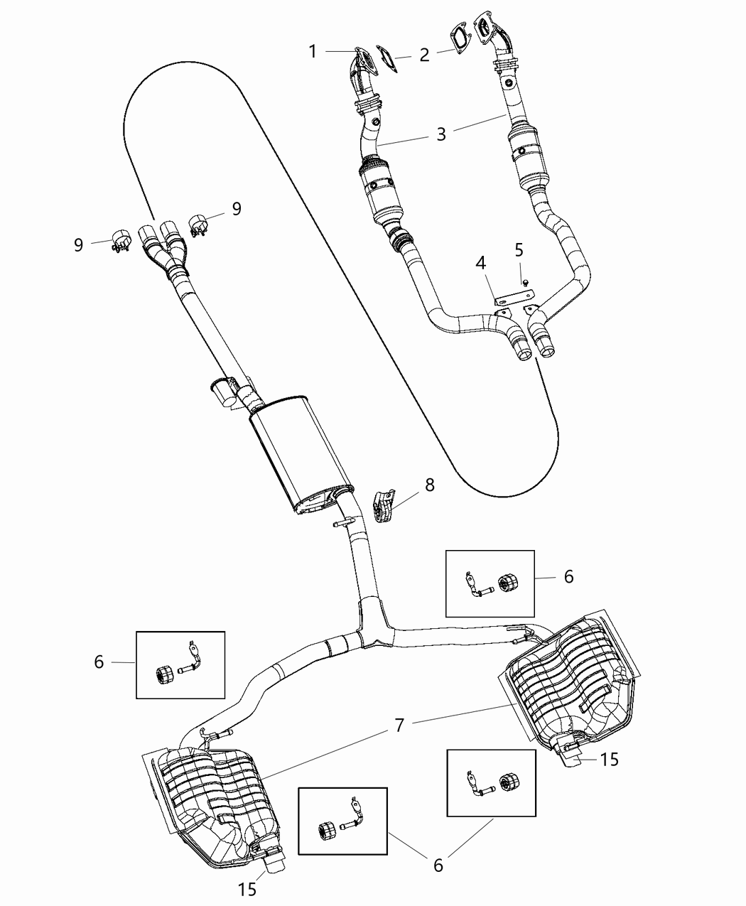 Mopar 68227346AC Exhaust Muffler And Tailpipe