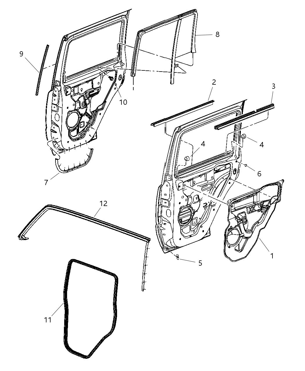 Mopar 55396704AC WEATHERSTRIP-Rear Door Belt