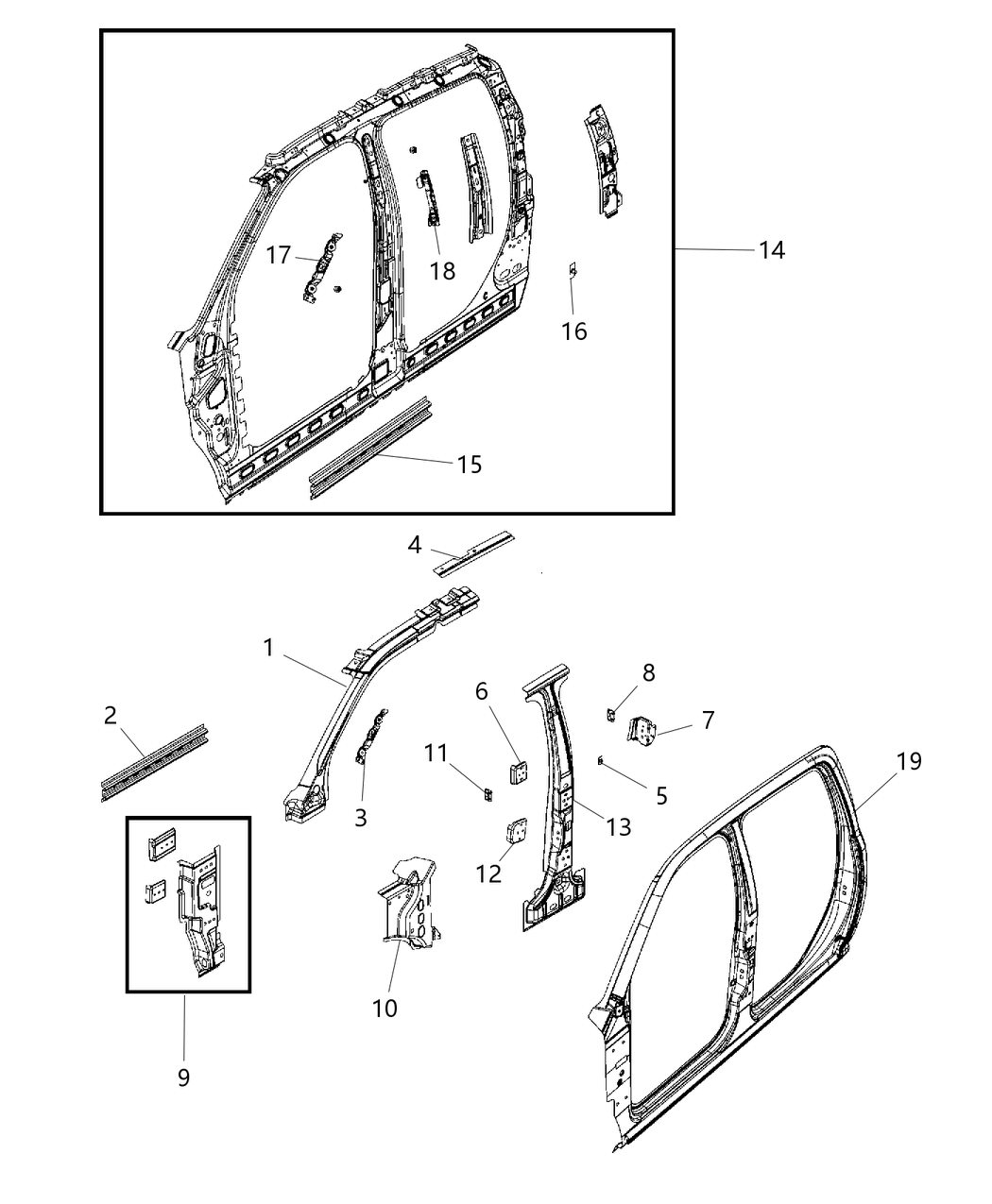 Mopar 68264760AE Panel-Body Side Aperture Inner Co