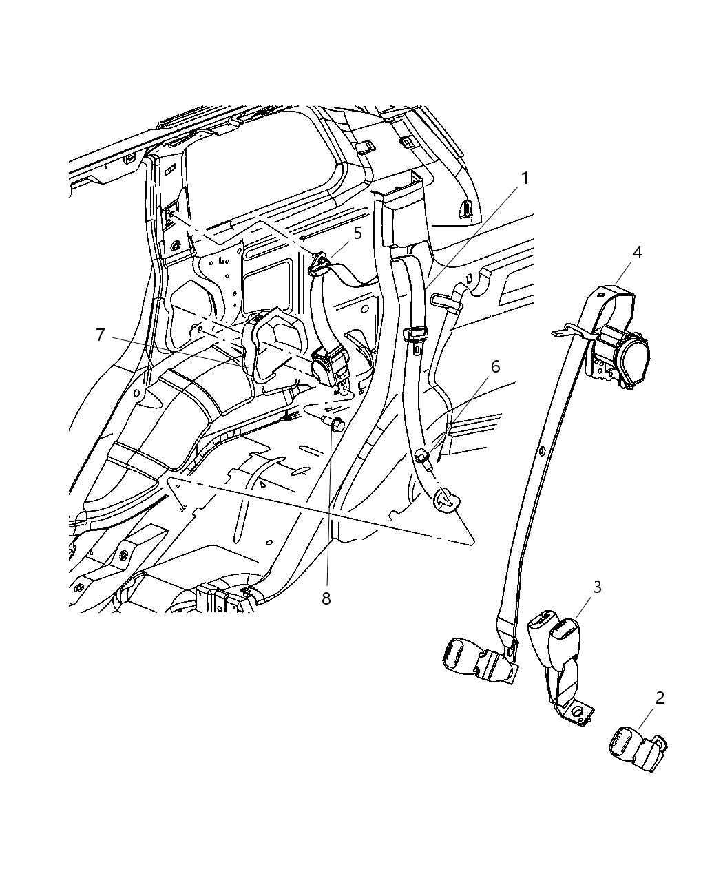 Mopar 5JB58BD5AC Rear Outer Seat Belt