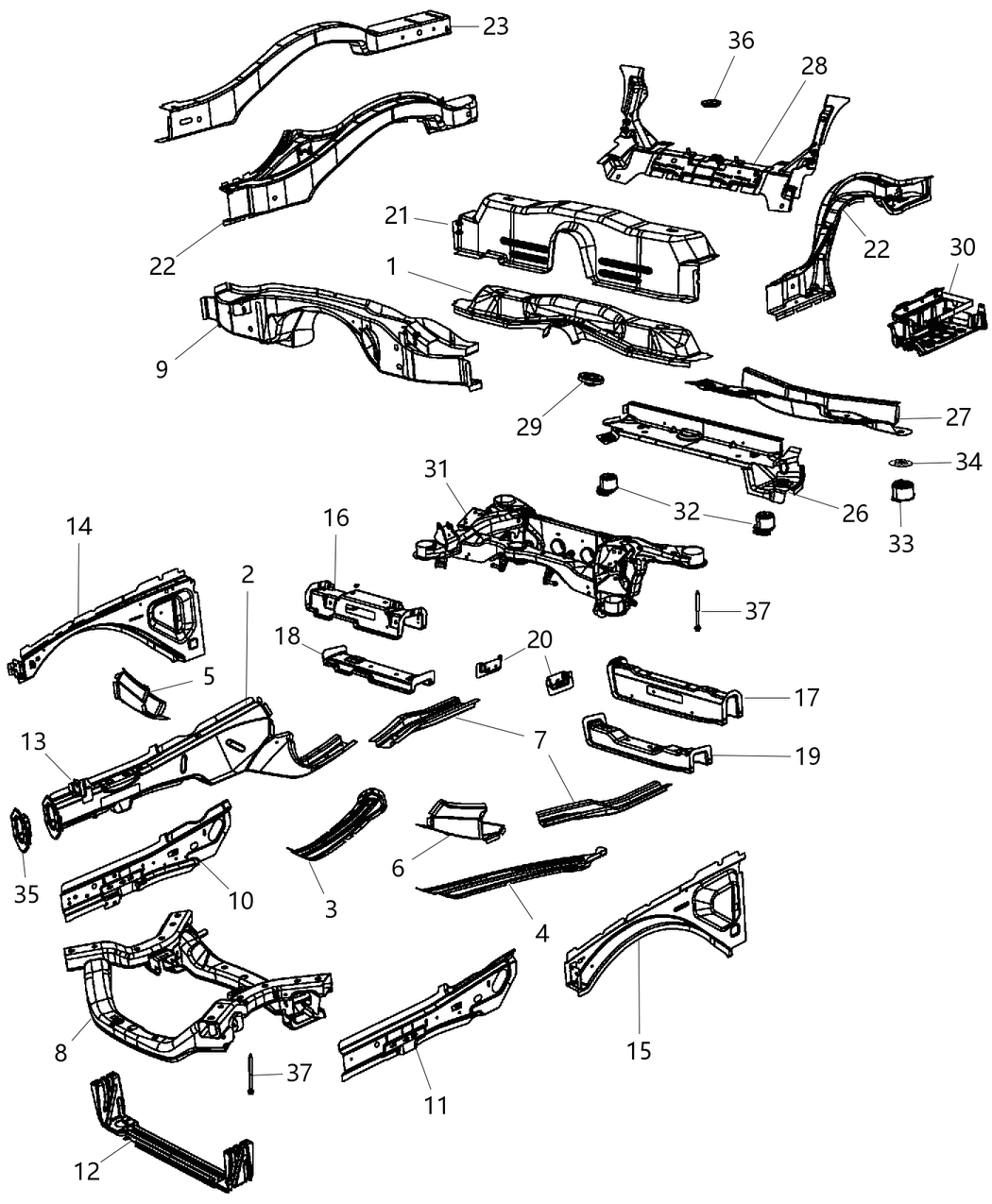 Mopar 68087227AB Frame-Rear Axle