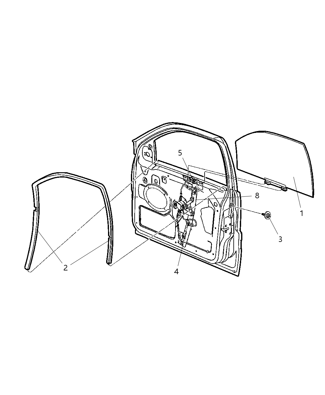 Mopar 55136024AE Seal-Front Door Glass