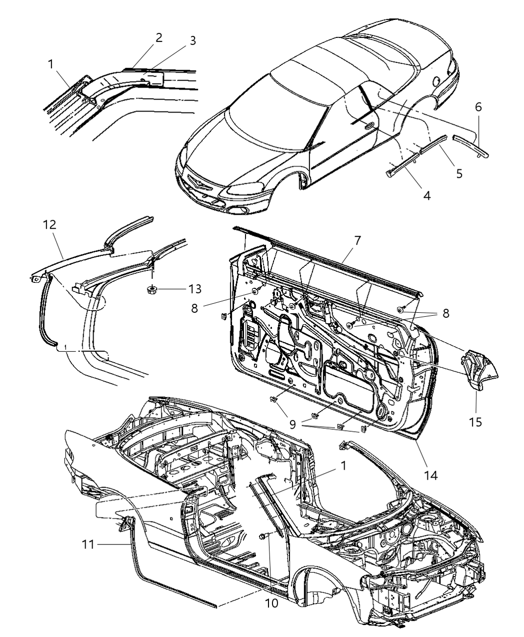 Mopar 4724461AC WEATHERSTRIP-Front Door Belt