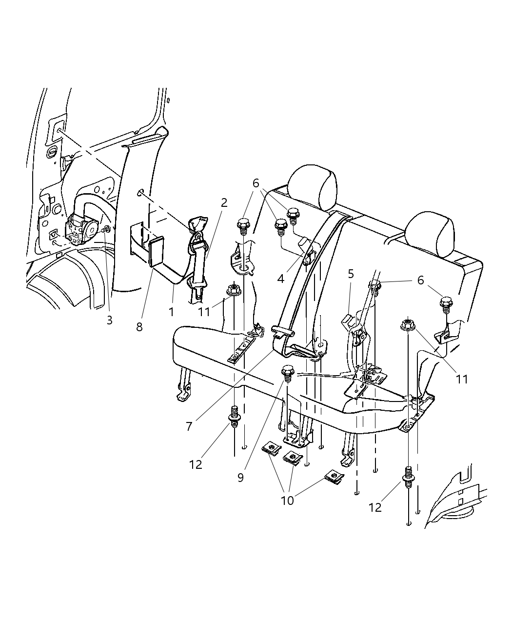 Mopar 5HG361J3AN Rear Outer Seat Belt